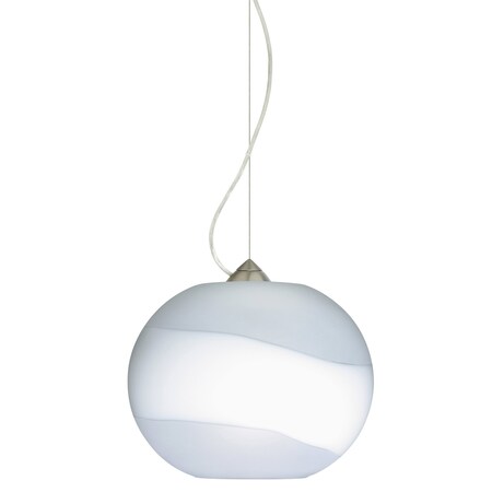 Besa Lighting Luna Cable Pendant, Opal-Frost, Satin Nickel Finish, 1x9W LED 1KX-477699-LED-SN